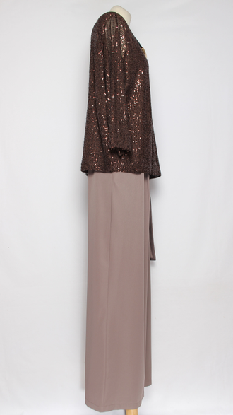 ДЖЕМПЕР  "Пайетки рукав 3\4" шоколад р.48-54