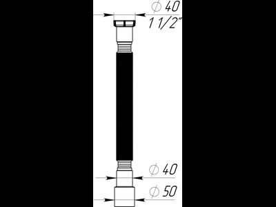 Гибкая труба 1 1/2"х40/50 удлиненная 1500 мм, T114-25-MR [56846]