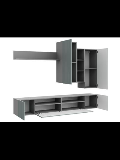 Сканди стенка МДФ НМ-001 Серый Шифер / Грин Грей Софт