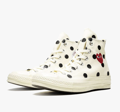 Заказать настоящие Кеды Converse Comme des Garçons белые высокие в горошек 157249c
