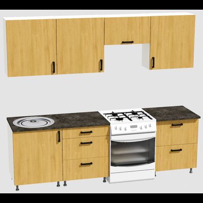 Кухня Эконом 1,8 метра (600х600х600) Цвет: Дуб Сонома/Дуб Сонома