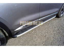 Пороги алюминиевые с пластиковой накладкой 1820 мм ТСС для Geely Monjaro 2023-