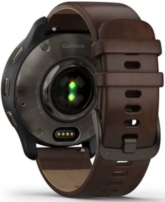 Умные часы Garmin Venu 2 Plus серый с серым безелем и кожаным ремешком