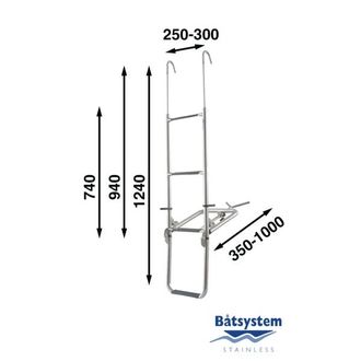 Трап носовой Batsystem ST125AL 1240 x 250 - 300 мм 4 ступеньки, 9519037454