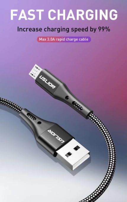 USLION Кабель для питания Wi-Fi видеокамер USB - Micro-USB, длина 2 м. (черный)