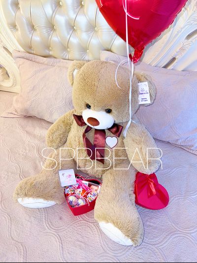 Подарочный набор №3 - Плюшевый мишка 120 см, Шары сердца 2, Киндер бокс средний