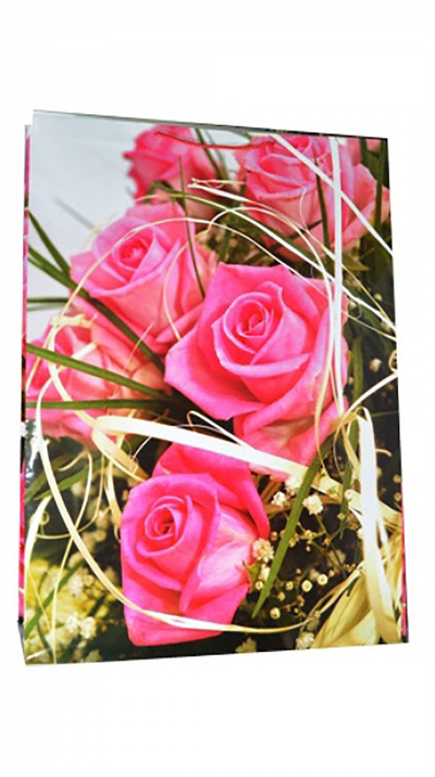 Пакетик подарочный Цветы 14х20х7см (микс)