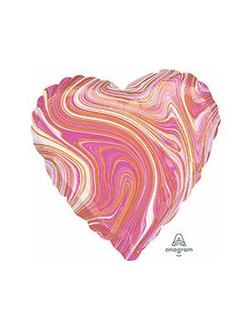 А Б/РИС СЕРДЦЕ 18" Мрамор Pink