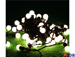 Гирлянда шарики 23мм, 10 м БЕЛЫЙ холодный 220В