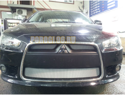 Защита радиатора Mitsubishi Lancer X 2011- (3 части) chrome