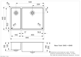 Мойка Reginox New York L 40x40+18x40 Comfort matt