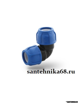 Отвод ПЭ угол обжимной POELSAN для пнд труб 20 25 32 40 50 63 75 90 110