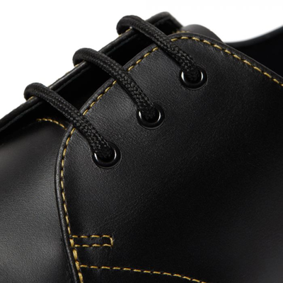 Ботинки Dr. Martens 1461 женские с желтым шнурком в черном цвете