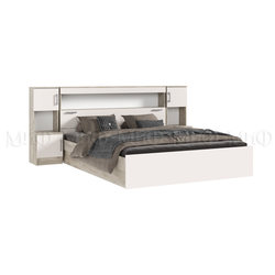 Бася Кровать 1,6м с надстройкой с тумбами Кашемир, дуб крафт серый