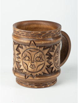 Кружка деревянная "Солнце Коло" 0,5л