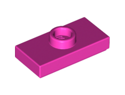 Plate, Modified 1 x 2 with 1 Stud with Groove and Bottom Stud Holder Jumper, Dark Pink (15573 / 6217794)
