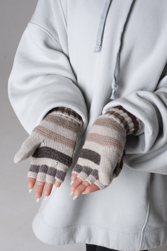 Перчатки женские зимние без пальцев коричневые