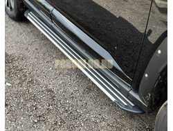 Пороги алюминиевые "Slim Line Silver" 1820 мм ТСС для Haval H7 2024-