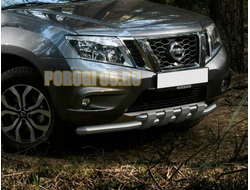 Защита переднего бампера  d57/42 клыки Nissan Terrano (Ниссан Террано)