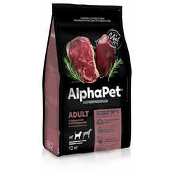 AlphaPet (АльфаПет) Superpremium сухой корм для взрослых собак средних пород с говядиной и потрошками, 12 кг