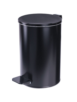 Ведро-контейнер для мусора с педалью УСИЛЕННОЕ, 10 л, кольцо под мешок, черное, оцинкованная сталь