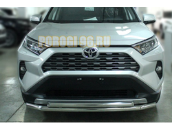 Защита переднего бампера двойная d60/53 с двумя загибами для Toyota RAV4 (2019-...)