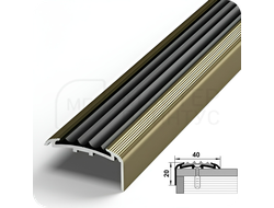 Порог противоскользящий Лука ПУ 71.2700.04л Бронза с черной ПВХ вставкой