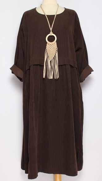 Платье Бохо "Два разреза " вельветовое шоколад до р.56