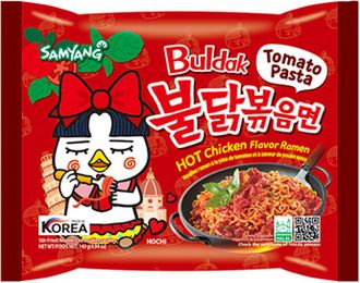 Лапша Samyang Hot Chicken Ramen Tomato Pasta со вкусом курицы и томат.пасты 140 гр (40 шт)