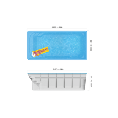 Композитный бассейн 6,12 х 3 х 1,68 "Корсика" Franmer