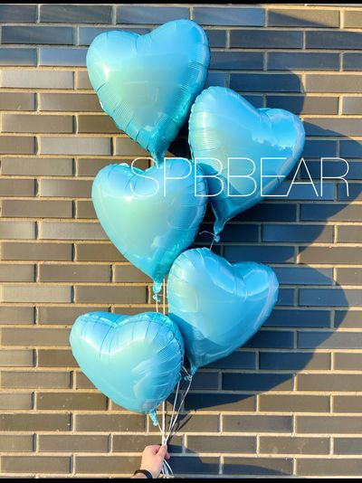 Фольгированные шары Сердца 5 штук голубые