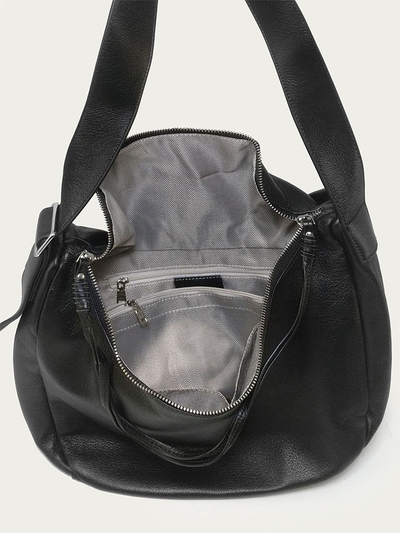 (АРТИКУЛ: 10077/1/1) СУМКА БОЛЬШАЯ, НАТУРАЛЬНАЯ КОЖА, ЧЕРНАЯ, ШИРОКИЙ РЕМЕНЬ ЧЕРЕЗ ПЛЕЧО