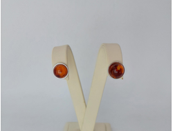 Серьги-гвоздики с медовым янтарем