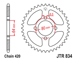 Звезда ведомая (35 зуб.) RK B2113-35 (Аналог: JTR834.35) для мотоциклов Yamaha TT-R90 5HNJ 00-04; TT-R90 E 04-07; TT-R110 E 08-20