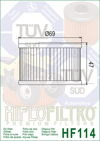 Масляный фильтр HIFLO FILTRO HF114 для HONDA (15412-HP7-A01)