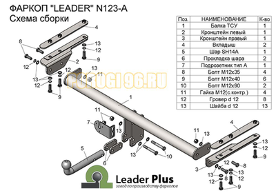 Фаркоп Лидер-Плюс для Nissan Patrol 1997-2009