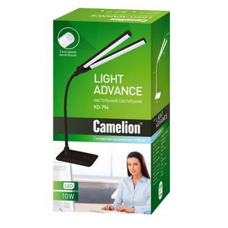 Светильник Camelion KD-794 LED, белый, 4 уровня яркости, сенсорное выключение, 2 плафона