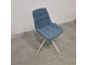 Аренда стул поворотный сине-голубой из рогожки на белом металлическом основании с поворотным механизмом 180 градусов