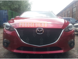 Защита радиатора Mazda 3 2013-2016 black верх (без рамки)