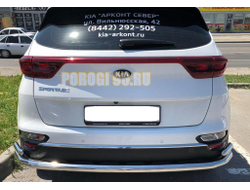 Защита заднего бампера двойная угловая большая d60/42 для Kia Sportage (2018-2021)