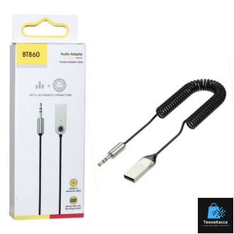 Адаптер AUX-Bluetooth BT860 c USB на Aux 3,5мм jack  (Black) 10pcs