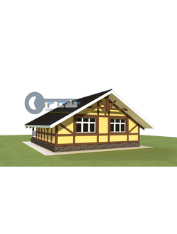 Д-17 ДАЧНЫЙ ДОМ ИЗ БРУСА:ГАБАРИТНЫЕ РАЗМЕРЫ: (8Х8М), ОБЩАЯ ПЛОЩАДЬ: 64М²