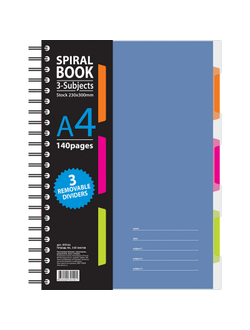 Бизнес-тетрадь 140л, кл, А4, SPIRAL BOOK Синий, с разделителями 84101