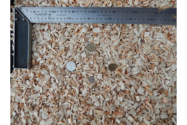 Щепа ольхи: естественная влажность, вылет ножей 9 мм, сито Ø 20 мм.