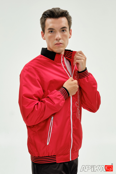 Костюм спортивный KANJI с символикой каратэ, черно-красный, APIKA, вышивка киокушинкай