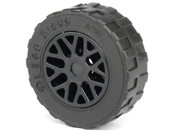 Wheel 11mm D. x 6mm with 8 Y Spokes with Black Tire 17.5mm D. x 6mm with Shallow Staggered Treads - Band Around Center of Tread 93595 / 92409  , Black (93595c02)