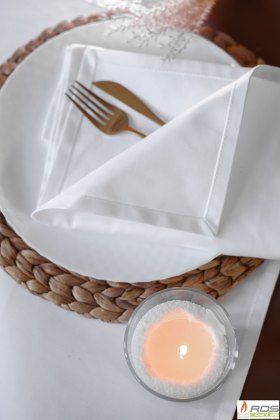 Текстильная салфетка для ресторана 45*45см, белая, евроуголок, без рисунка - 50шт