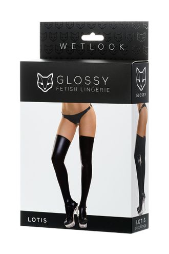 955011-S ЧУЛКИ GLOSSY ИЗ МАТЕРИАЛА WETLOOK, ЧЕРНЫЙ, S