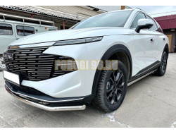 Защита  штатного порога Папа Тюнинг d53 для HAVAL F7 2024-