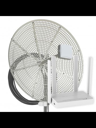 DS-4G-24M L4-2.4-5 Комплект WiFi 3G/4G - зеркально-параболическая антенна 1700-2700 МГц MIMO 24 дБ со встроенным модемом, USB кабель 10 м, Wi-Fi роутер 2.4/5 ГГц, LAN-4, узел крепления